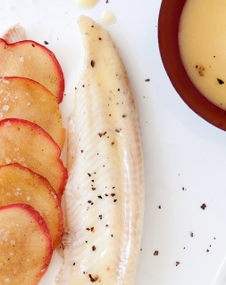 Sole fillet with crispy Miss Chef® Apple scales, and cider vinegar beurre blanc